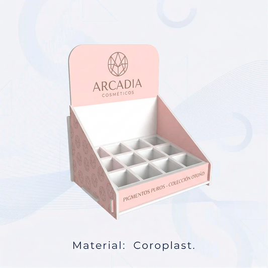 Exhibidor compacto con organizador