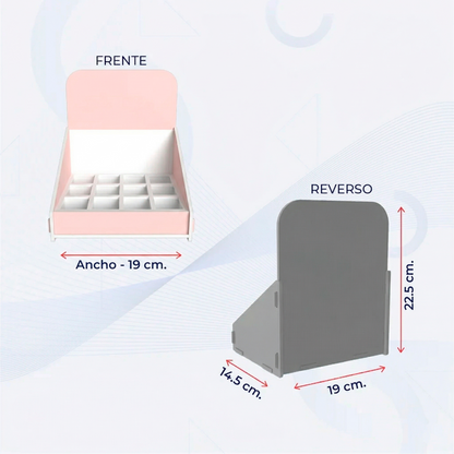 Exhibidor compacto con organizador