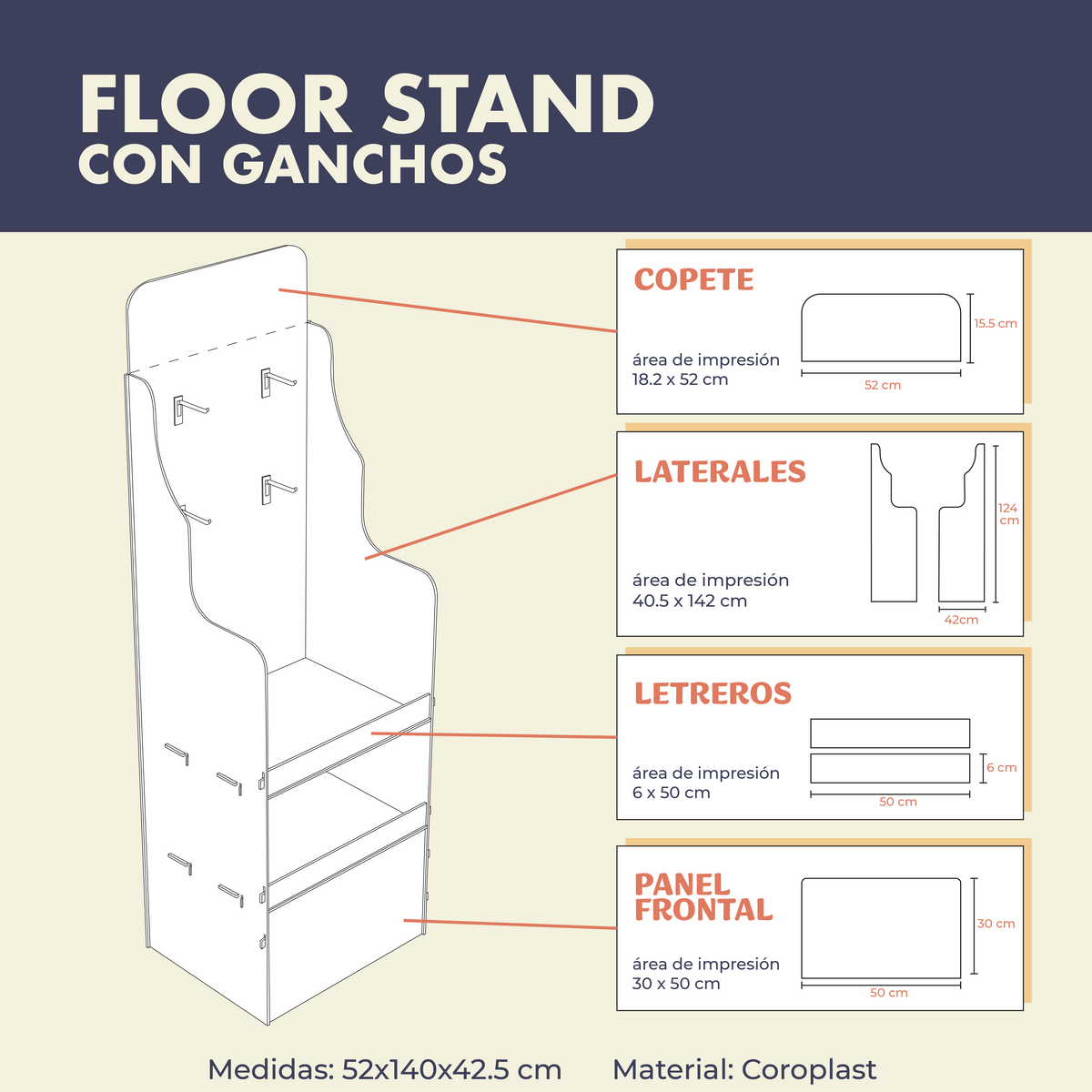 Floor Stand con Ganchos