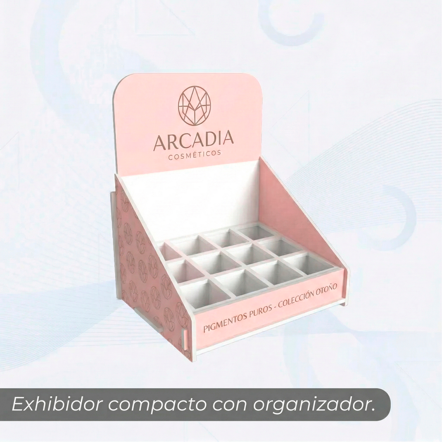 Exhibidor compacto con organizador